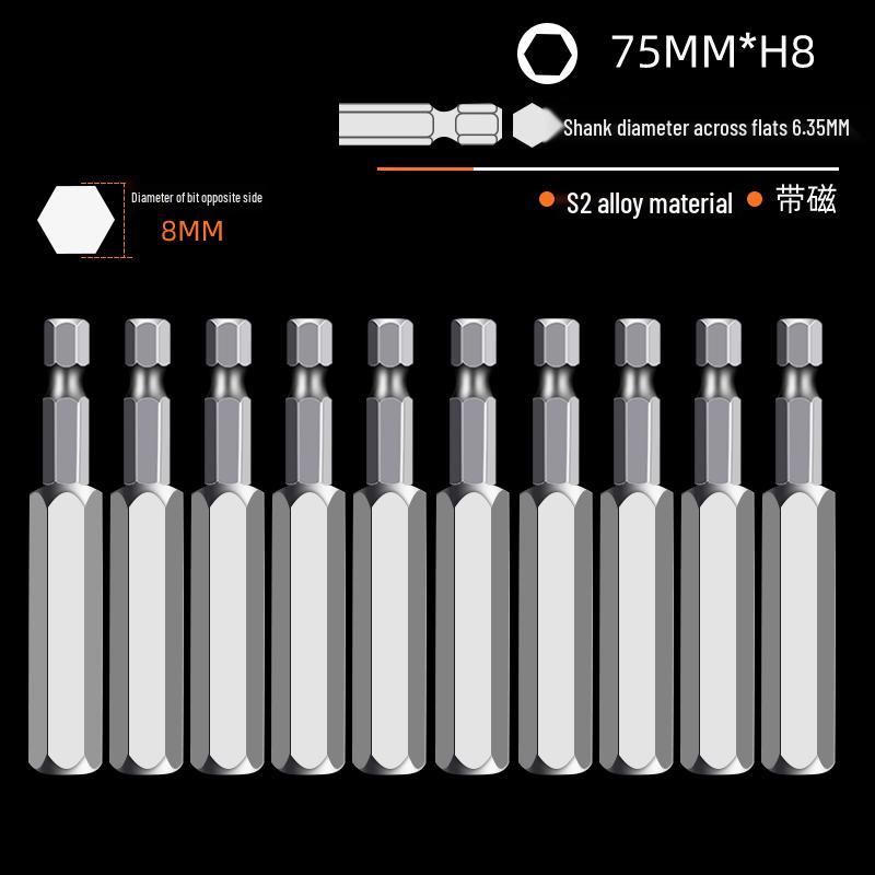 Hexagonal High Hardness S2 Bit Set for Pneumatic & Electric Screwdrivers