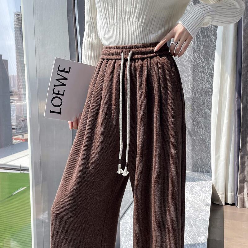 

Han Du Yi She Women s High-Waist Wide-Leg Casual Pants L