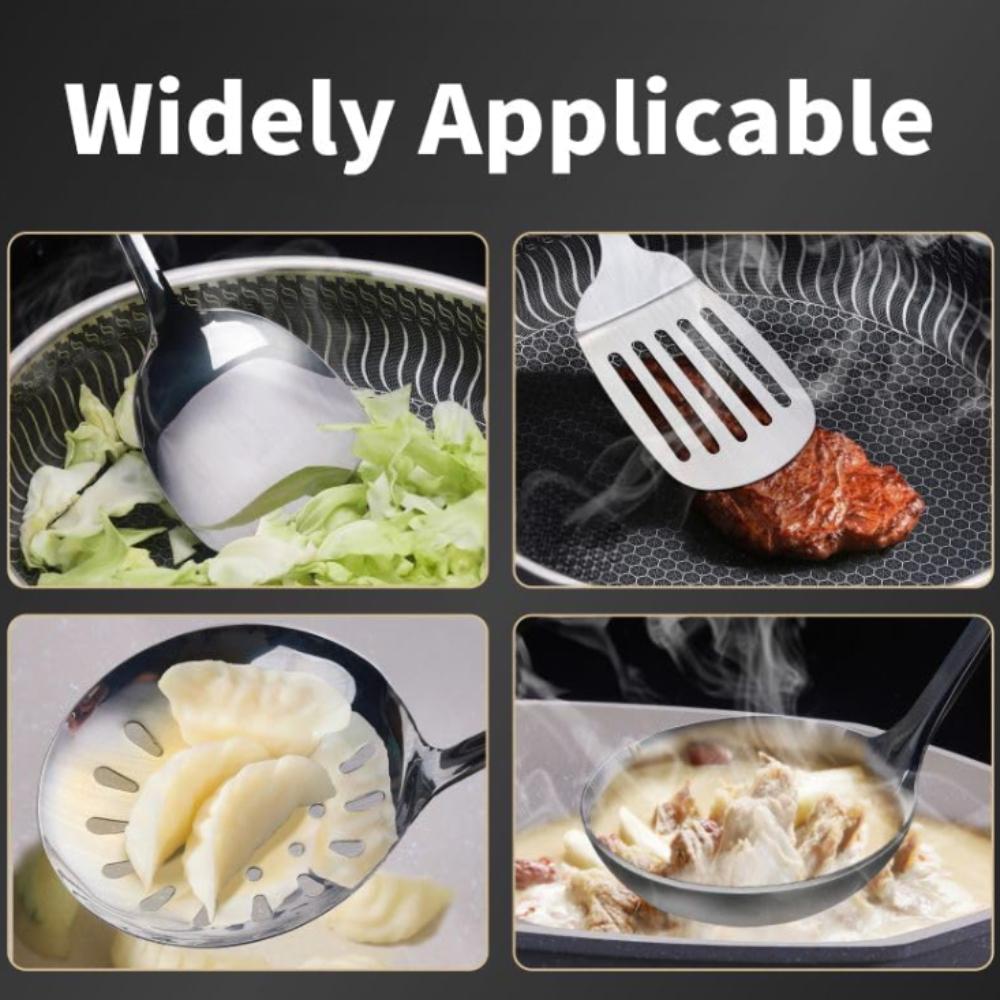 Kitchen Stainless Steel Kitchenware Four Piece Set, Thickened Spatula, Soup Spoon, Outdoor Kitchenware