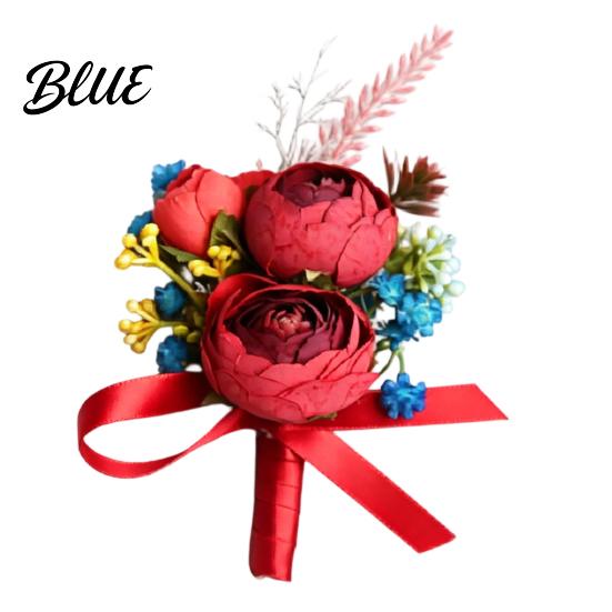 Long-lasting Color Corsage Men Suit Artificial Flower Wristlet Band Reusable
