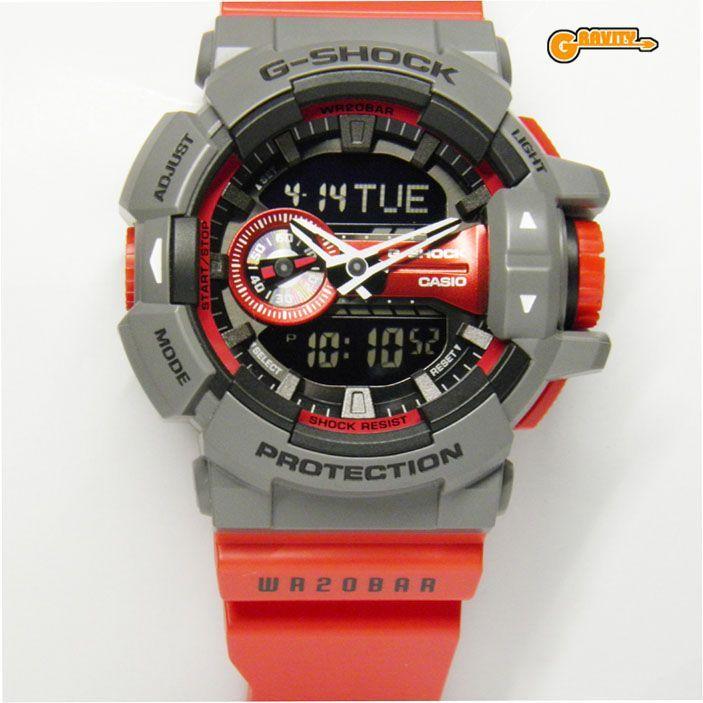 Used CASIO G-SHOCK G-Shock GA-400-4BJF Rotary switch model Gray x Red color [Extremely good used item]