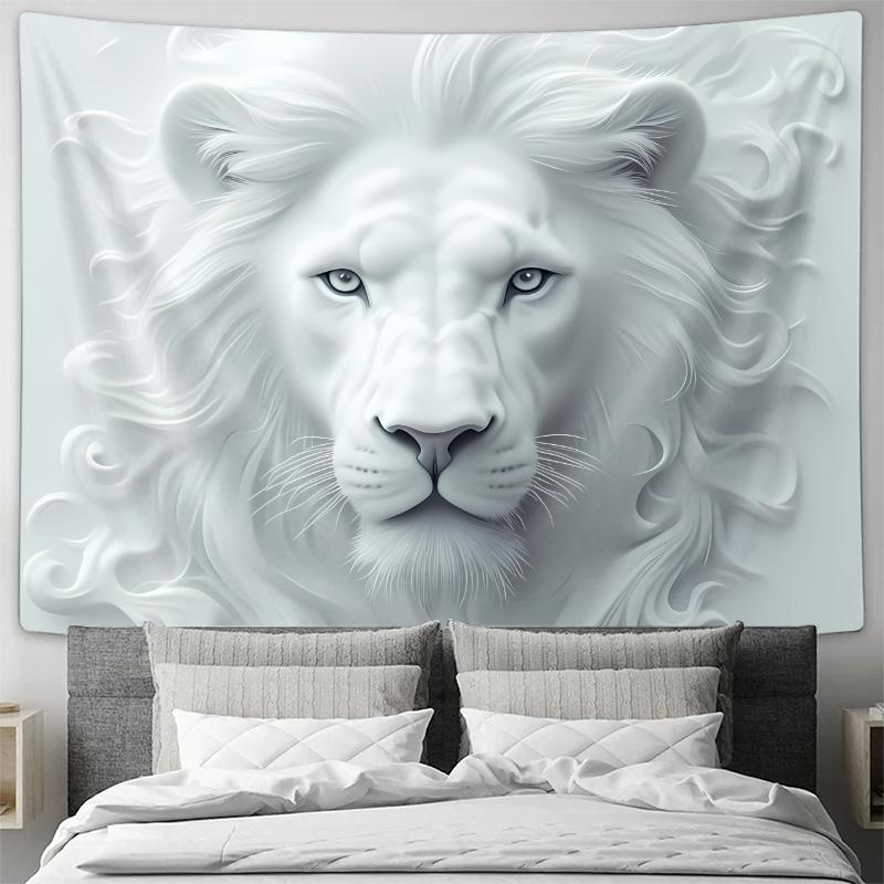 

White Lion Art Tapestry Modern Minimalist Decorative Wall Mural Tapestry 74x94cm(29x37in)