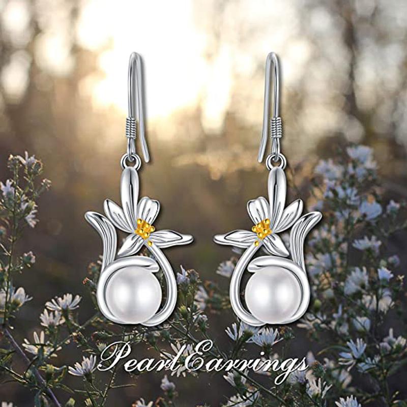 Imitationsperlen-Ohrhänger für Damen, trendige Dame, elegant, weiblich, Partyschmuck, zweifarbiges Design, exquisite Accessoires