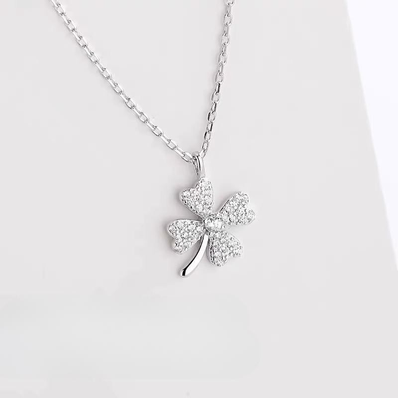 

S999 чистое серебро счастливый четырехлистный клевер ожерелье женский ключичный цепочка ниша дизайн простой темперамент Ins кулон 99