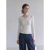 iiiamx Women's V-Neck Fleece-Lined Slim Fit Long Sleeve T-Shirt
