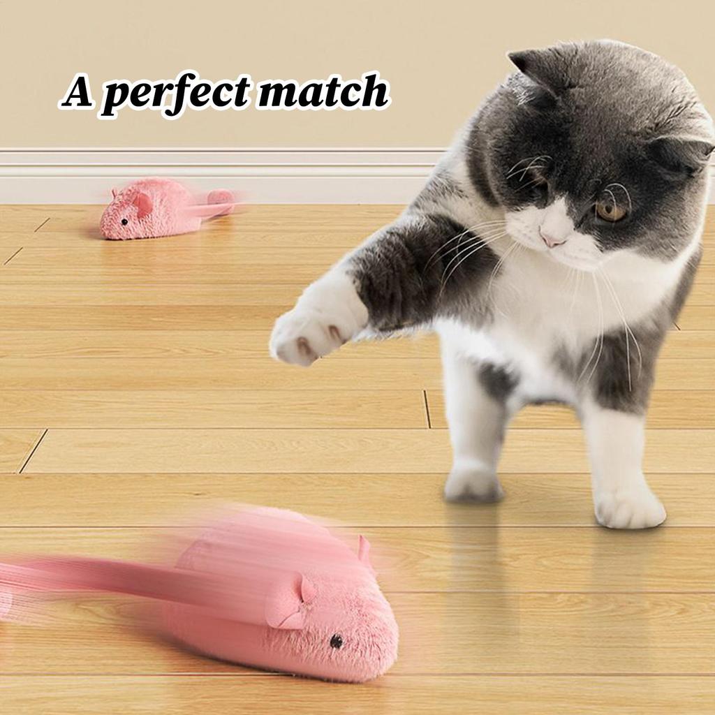 Realistic M&ouse Sound Cat Toy Elastic Automatic Hunting Game, Interactive Chewers Pet Indoor Outdoor Home Kitten Play Supplies