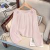 Large Size Crew Neck Knitted Sweater Thin Early Autumn New Women's Clothing Loose Sweet Hollow Top Long Sleeves