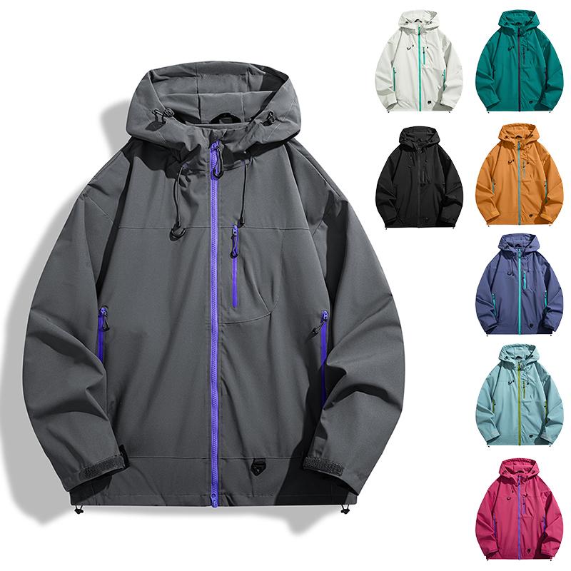 Men's Hard Shell Jacket Waterproof Windproof Outdoor Hiking Hooded Coat