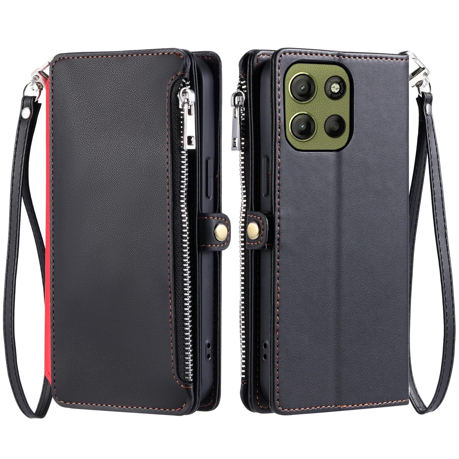 

015 Style For Motorola Moto G15 4G Case TPU+PU Leather Wallet Phone Cover with Straps E