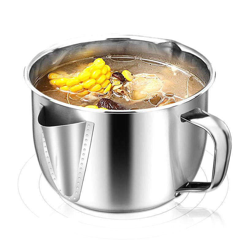 Stainless Steel Gravy Oil Soup Fat Separator Grease Oiler Filter Strainer Bowl