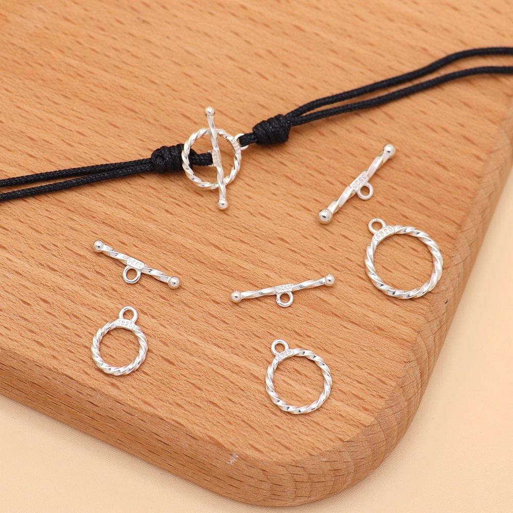 Sterling Silver Ring Twist Ot Button Diy Crystal Bead Pearl Bracelet Necklace End Buckle Accessories Ot Silver Buckle