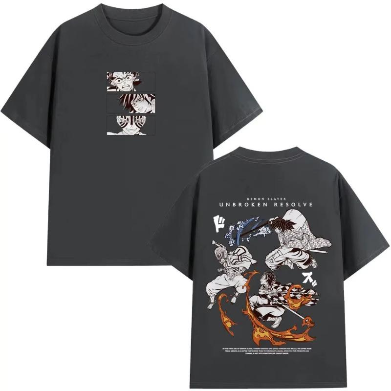 Anime Demon Slayer Kamado Tanjirou Tomioka Giyuu Akaza Graphic Tshirts Men Women Fashion Casual Vintage Short Sleeve T Shirts