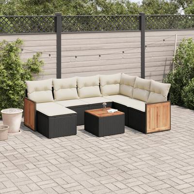 Vidaxl 8-Cz. Garden Lounge Set, With Cushions, Black