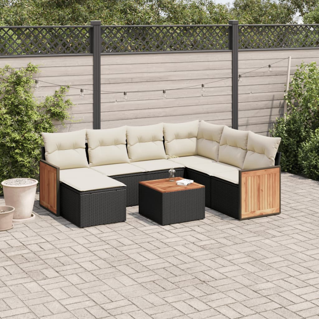 Vidaxl 8-Cz. Garden Lounge Set, With Cushions, Black