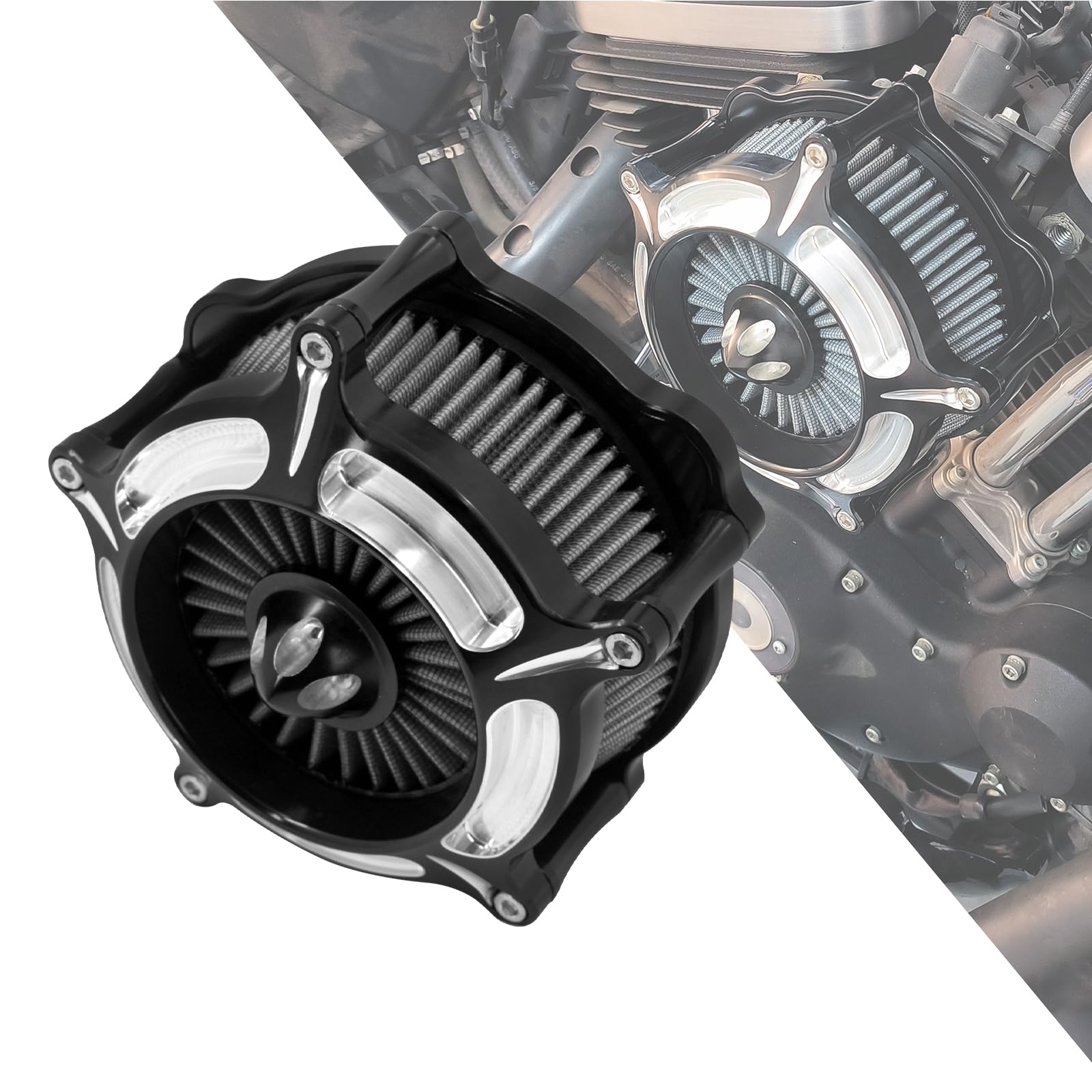 

HDBUBALUS Мотоциклетный воздухозаборник Воздушный фильтр для Harley Sportster Air 883XL 1200 xl883n xl1200x 2004-2022 Черный и серый чёрный