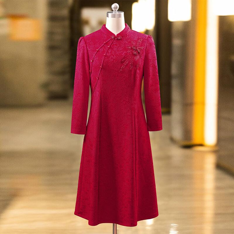 Elegant New Chinese Style Red Cheongsam Dress