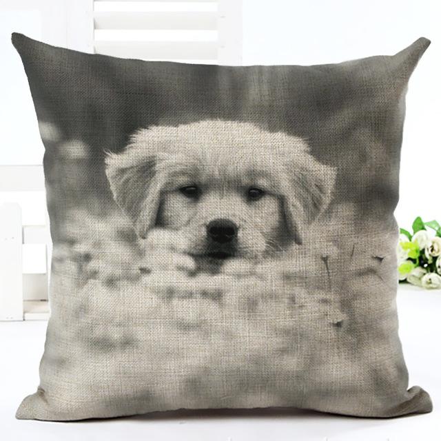 Cute Dog Printing Cushion Cover Cotton Linen Dog Throw Pillow Case For Sofa Decorative Pillowcase Cover Almohada Zt86