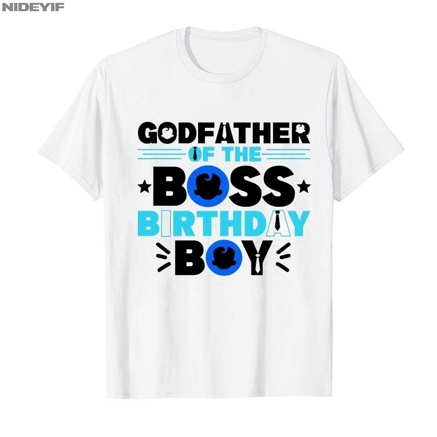 Godfather of The Boss Birthday Boy Baby Decor Family Matchin T-shirt For Men Women 100% Cotton T Shirts Short Sleeve Tops 1027-2