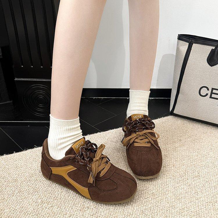 Rosa braune Innenhöhenerhöhung Deutsche Trainingsschuhe Damen 2025 neu Herbst vielseitige Leder Sport- und Freizeitschuhe Plateau Forrest Gump Schuhe