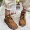 Fashion GKTINOO Retro Handmade Genuine Leather Plush Short Boots 2024 Winter New Round Toe Flat Bottom Side Zipper Warm Women's Shoes