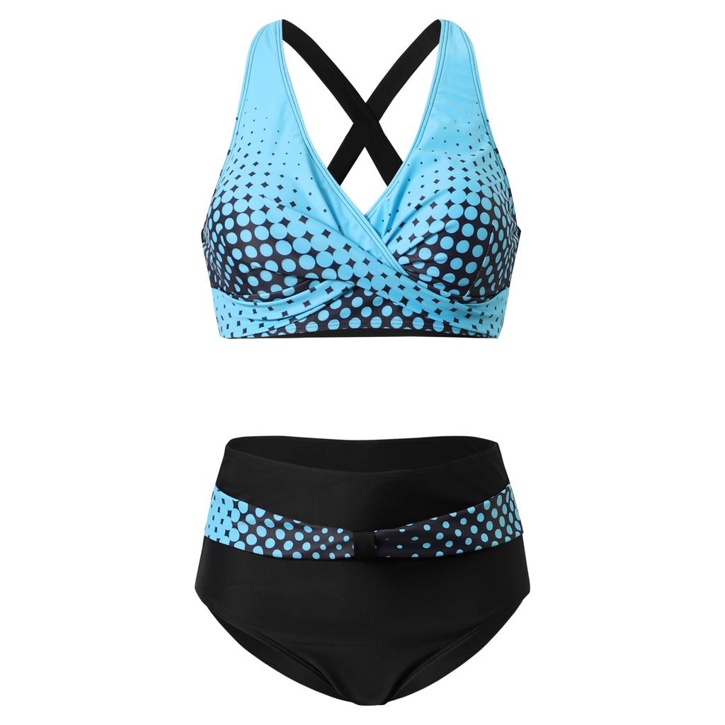 Women Sexy Bikini Set Two Pieces Swimsuit Fashion Push Up Floral Printed Split Swimsuit Bikini Suit Female Beach Halter Swimwear