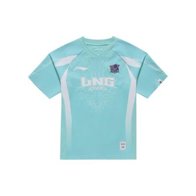 Li Ning Sports Lifestyle Series T-shirt z nadrukiem logo z raglanowymi krótkimi rękawami Unisex Topy Ceramiczno-zielony ATSU699-1