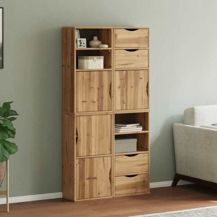 VidaXL Armoires latérales 4 pcs ODDA 40x24x79 cm bois massif pin, armoire, buffet, meuble de rangement de cuisine, meuble de 3365348