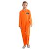 Girls Prisoner Jail Cosplay Costume Long Sleeve Prisoner Jail Jumpsuit Jailbird Inmate Prison Halloween Uniform Cosplay Costume