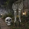 Halloween Skelett-Spieße Realistischer Pfahl, Gruselige Totenkopf-Hand Garten Menschlicher Knochen Schild für Außenbereich Garten Rasen Friedhof Dekoration Wiederverwendbar Feiertagsparty