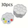 30-Pack Mini Flower-Shaped Plastic Palette Set, Ideal for Watercolor, Acrylic & Gouache Mixing - Art Supplies