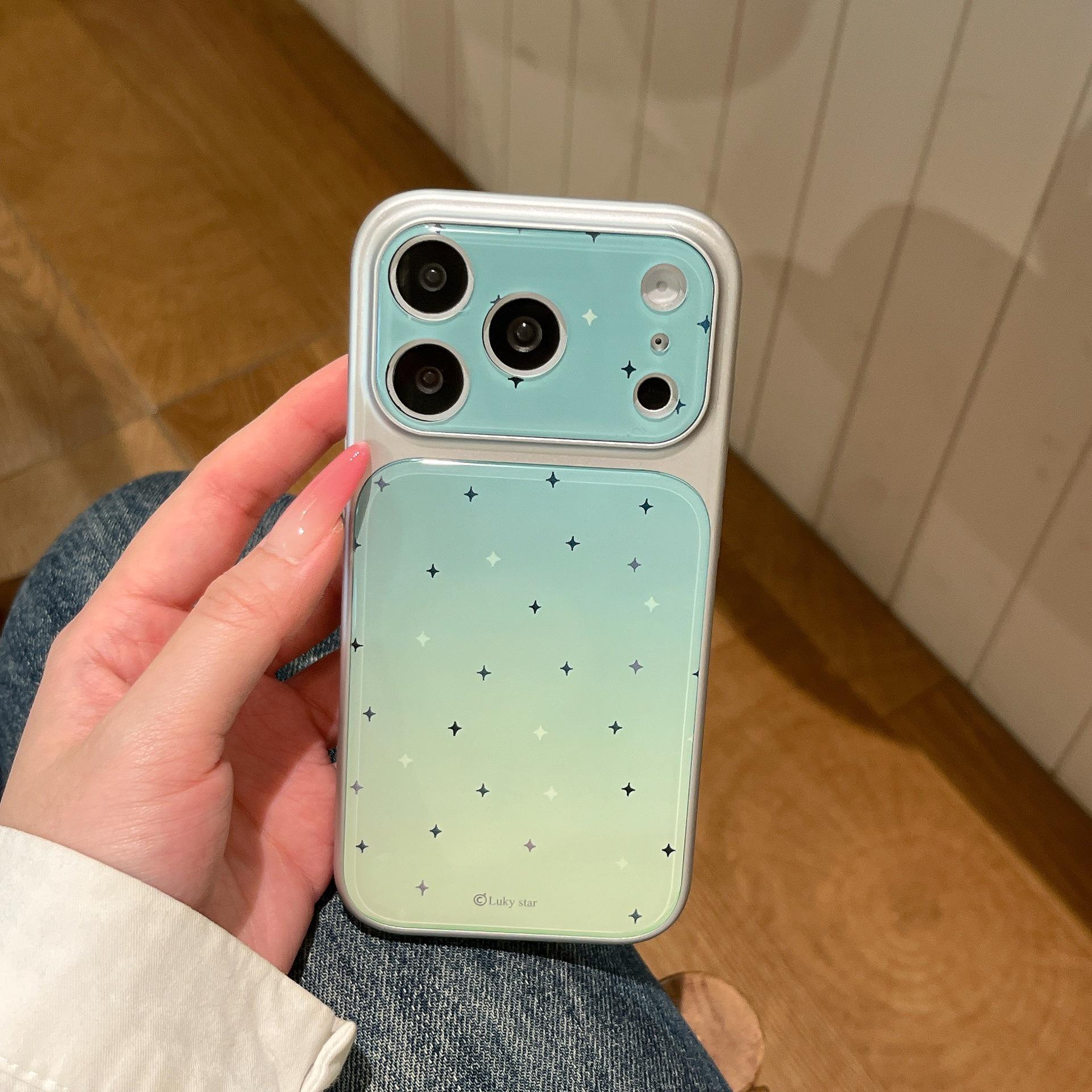Acrylic Mint Green Gypsophila Gradient Phone Case for Apple Machined серебряный
