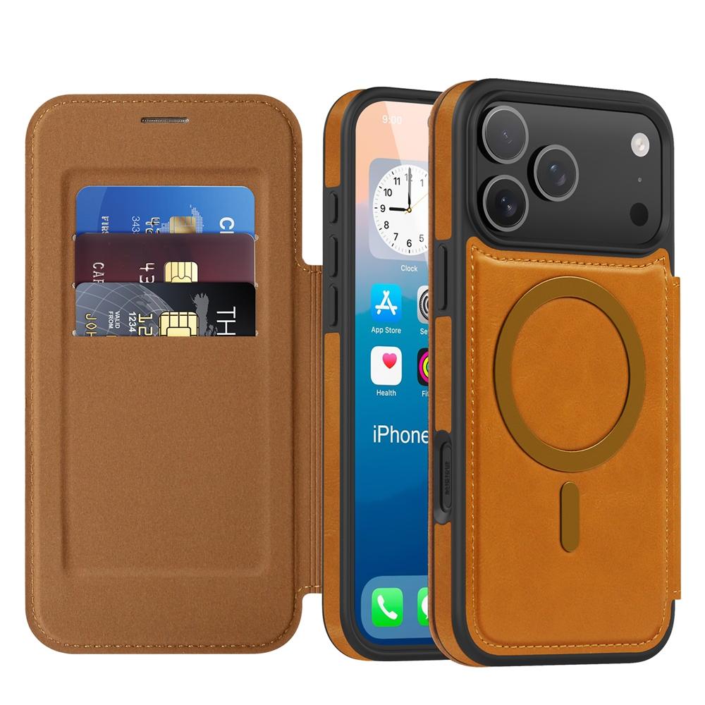 Stand Wireless Charging Flip Purse Case for For Iphone Air 17 Promax 16 Plus 15 14 Pro Max 13 PM 12 Magnetic Leather Case Cards Slot