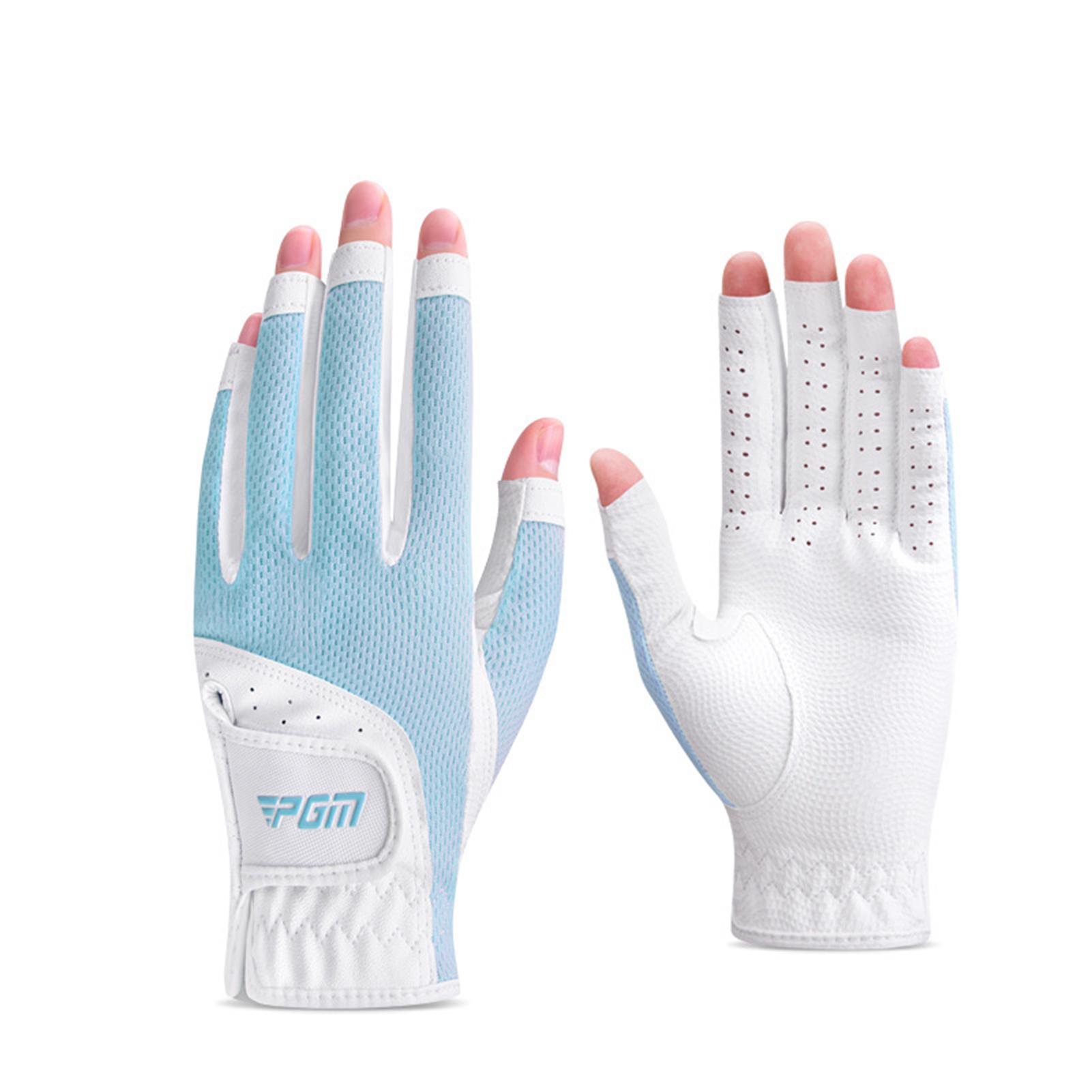 

PGM Women s Open Finger Golf Gloves Adjustables Breathable Mesh PU Sunscreen Finger Cover Golfs Accessories For Golfs Lovers 17 Yards