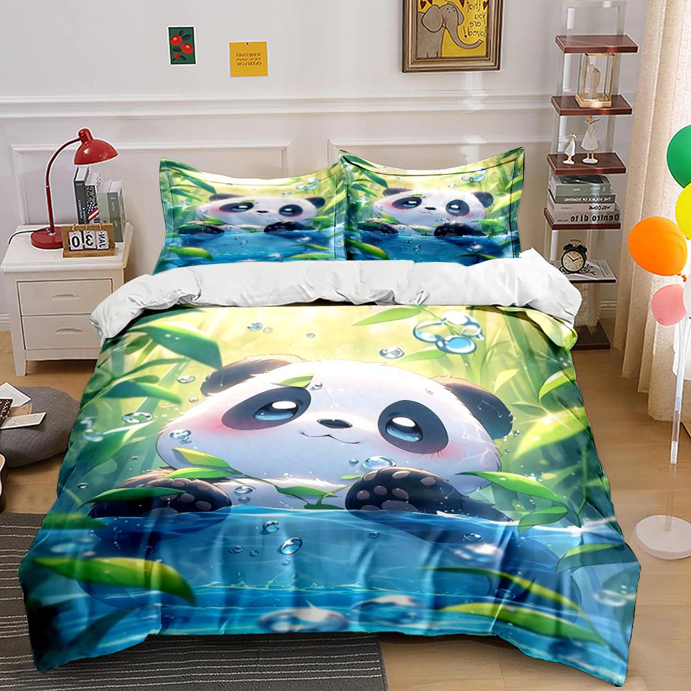 Cute Panda in Bamboo Forest Design Bedding Set (1 duvet cover, 2 pillowcases, duvet not included) sofas