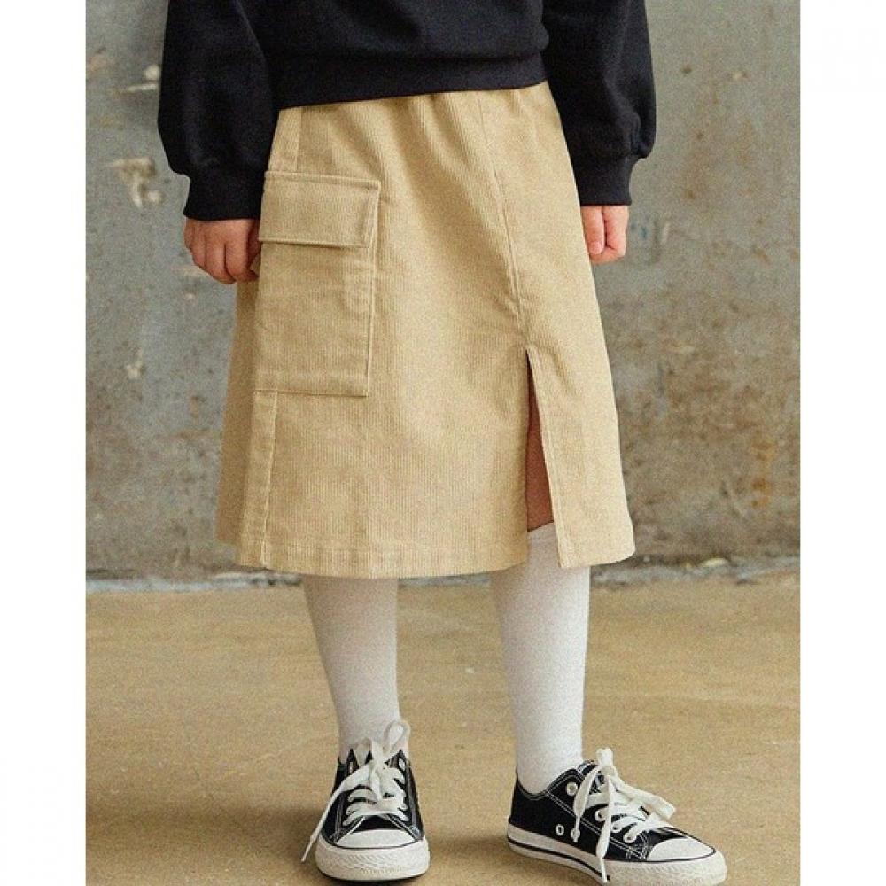  Olivan  Corduroy Logo Waffen Skirt  Beige 