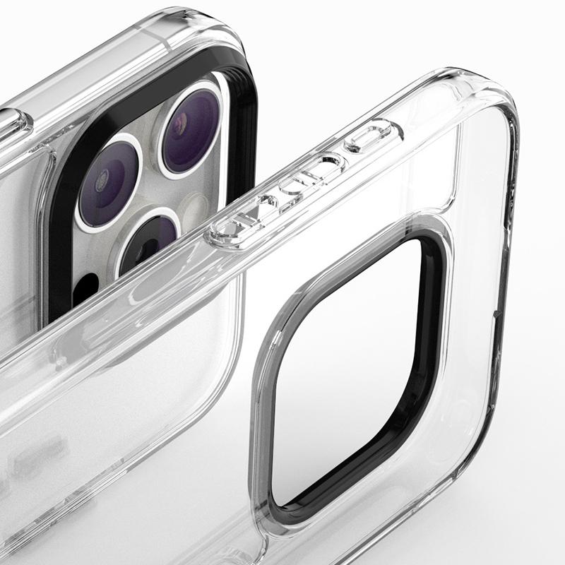 

For iPhone 15 Pro Max Case Crystal Clear PC+TPU Protective Phone Cover D