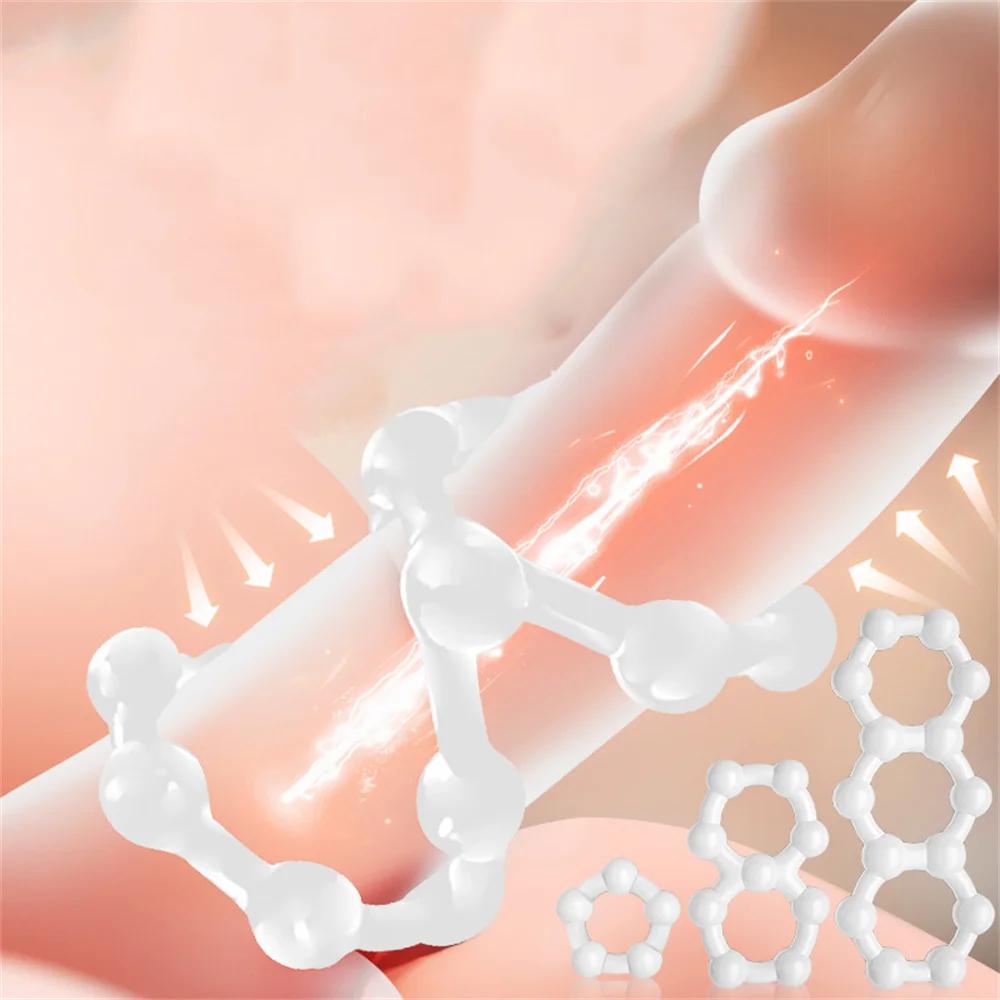3PCS Foreskin Corrector Penis Rings Beads Cock Ring Male Glans Expose Delay Ejaculation Cockrings Sex Toys For Men Adults Toys