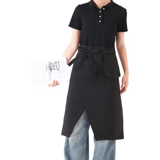Splash-Proof Half Apron with Side Slits Polyester Cooking Apron Oil And Water-resistant Apron for Restaurant & Kitchen Work