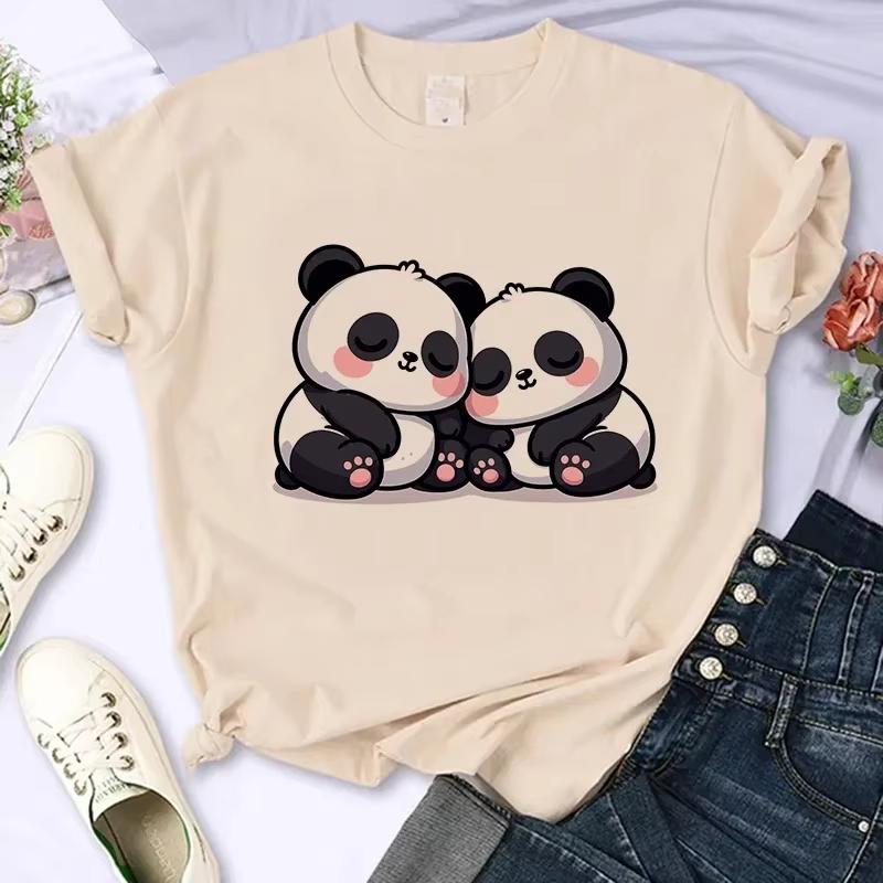 Summer Sleeve Cartoon Casual Creative Tshirt Vintage Round Neck Clothes Funny Cute Panda Printed T Shirt