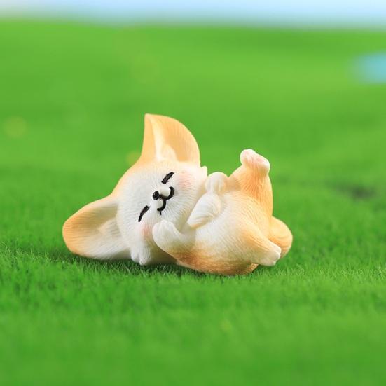 2ks Fennec Fox Resin Roztomilý Ornament Rozkošná ruční práce Dekorativní miniatura Fennec Fox Figurka Mikrokrajinka