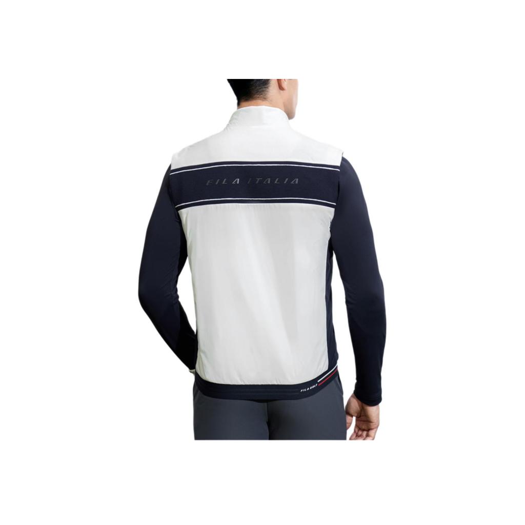 Fila Golf Series Letter Print Stand Collar Sports Cotton Vest Men Vests Jade-White A11M415903FWT