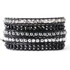 Bourbonmi stone and crystal handmade beaded bracelet, European and American retro style, 5-strand wrapped woven bangle, friendship jewelry.
