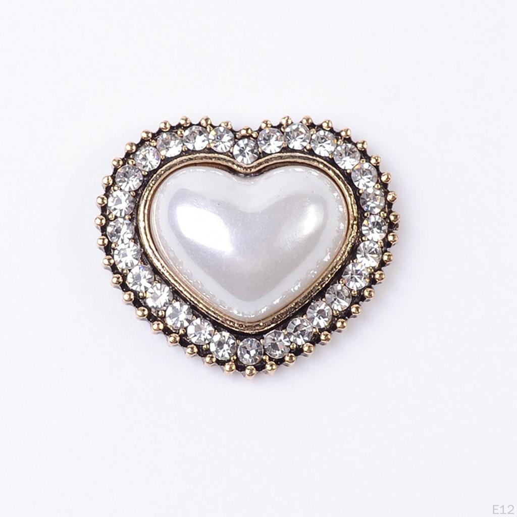 5 Pieces Alloy Rhinestone Buttons, Flat Back Brooch Buttons Sparkly Bling Sew on Clothing