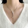 S925 Sterling Silver Freshwater Pearl Pendant Necklace with Starry Tassel