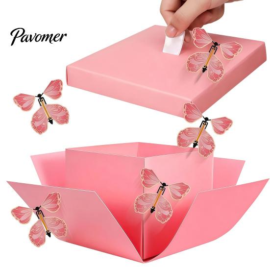 Ceremonial Gift Box with Winged Surprise Butterfly Explosion Box, DIY Exploding Present Holder 4 Memory Making for Anniversary Flying Butterflies