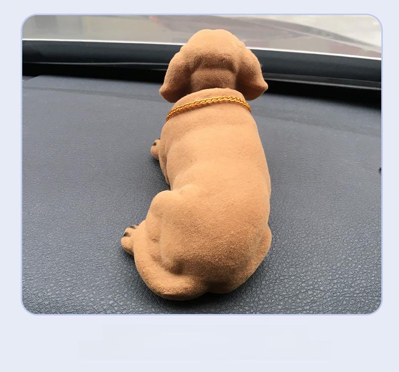 Resin Flocking Dachshund Shaking Head Car Ornament