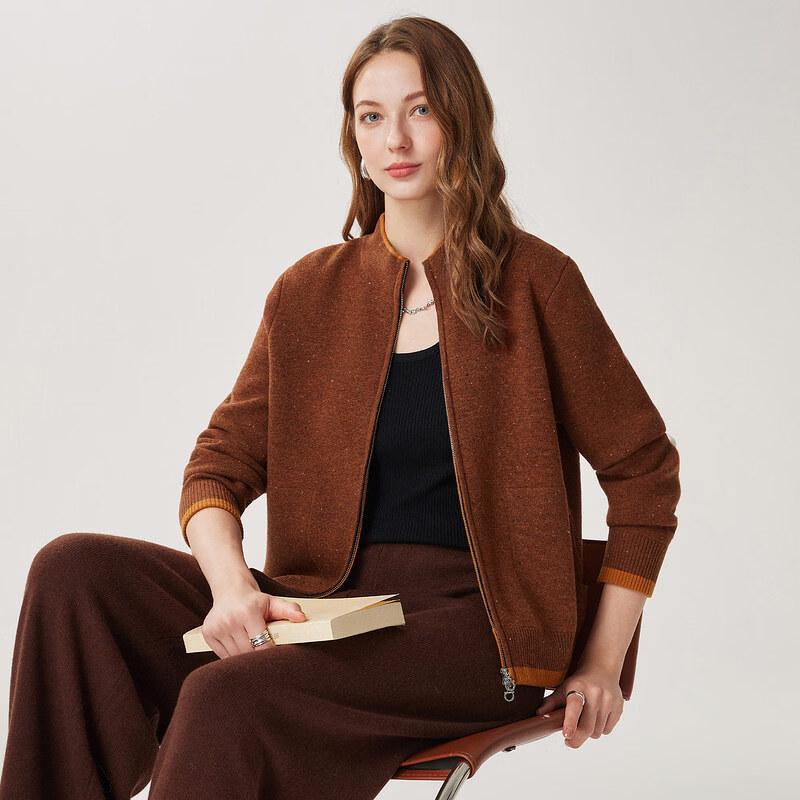 Zhaojun Women's 100% Wool Zipper Cardigan
