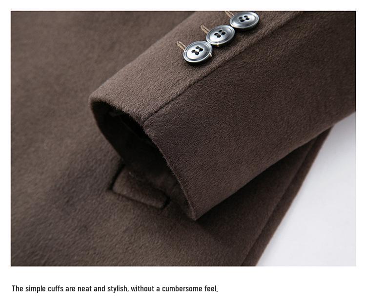 2025 Winter Men's Fashion Wool Coat, Double-Sided with Suit Collar, White Goose Down, Trendy Warm Outerwear