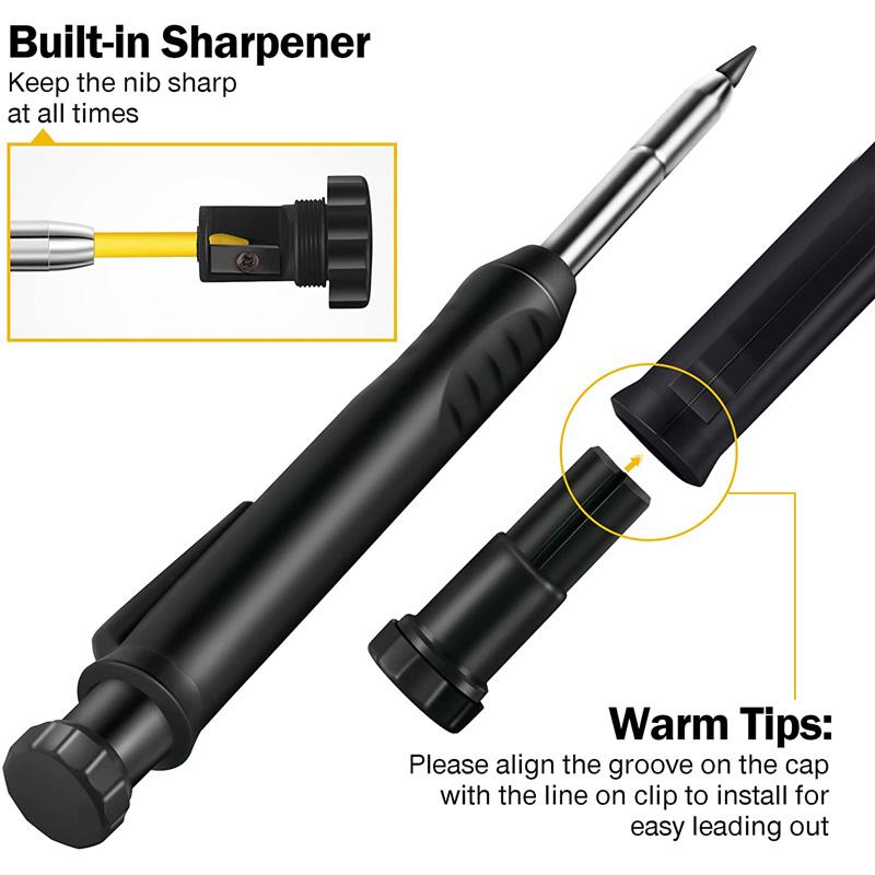 Solide Zimmermannbleistift-Minen Tiefloch-Mechanikstifte für Holz Glas Metall Markierwerkzeug-Set für Holzbearbeitung Architekt