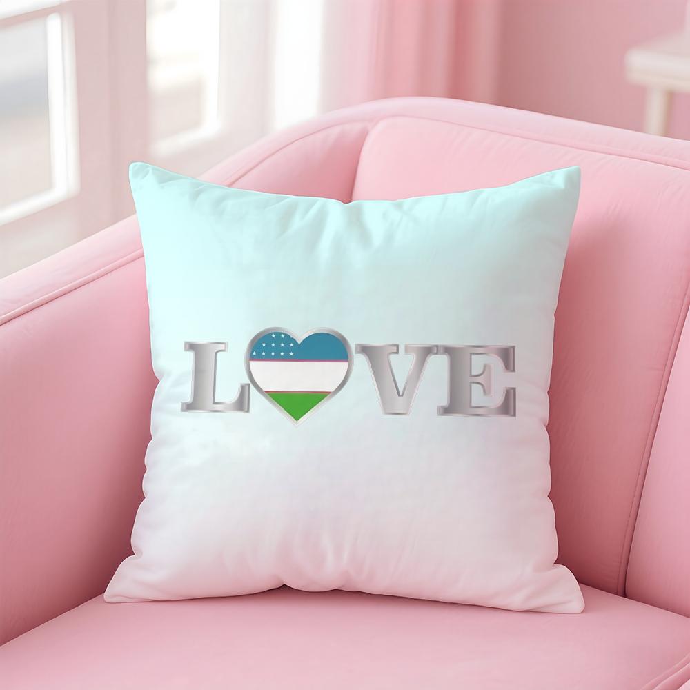 Uzbekistan Uzb Flag Cushion Cover Eco-Friendly Odorless Healthy Pillowcase Soft & Comfortable Kid-Safe No Filling